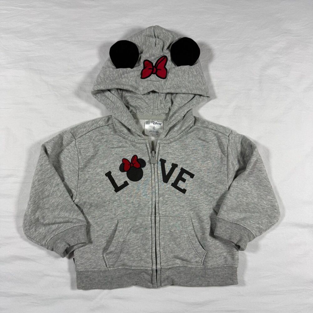 Gap x Disney VintageSoft 3D Hoodie Toddler 3T Minnie Mouse Ears Gray